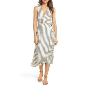 ASTR the Label Aida Striped Midi Wrap Dress